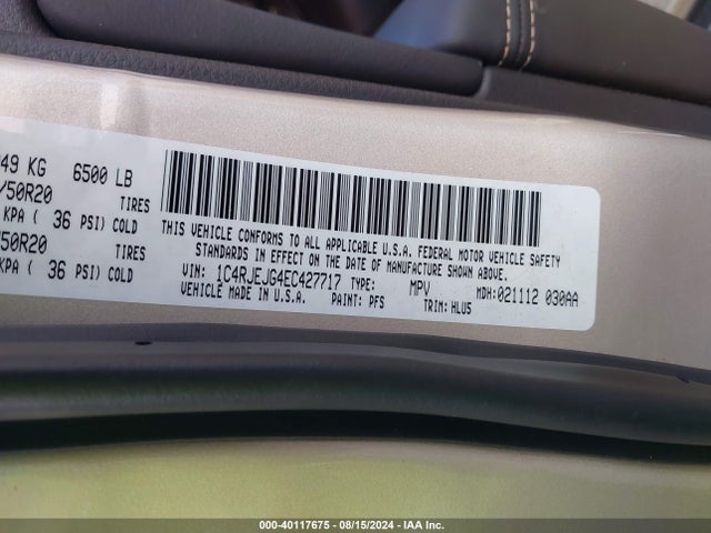 1C4RJEJG4EC427717 Jeep Grand Cherokee Summit