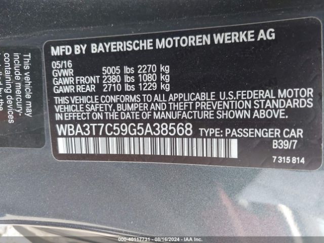 WBA3T7C59G5A38568 BMW 435i Xdrive