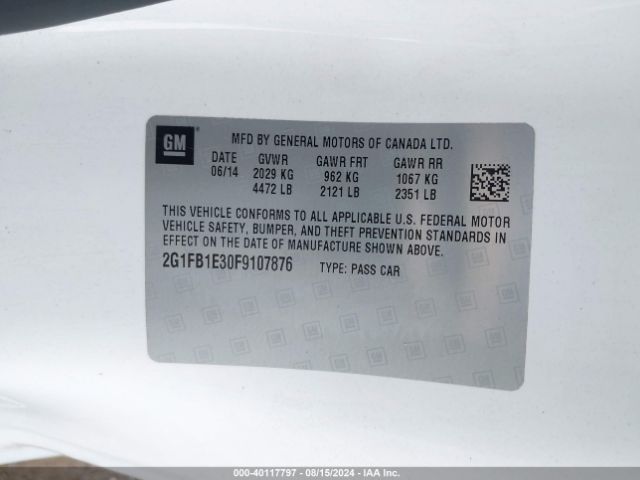 2G1FB1E30F9107876 Chevrolet Camaro 2ls