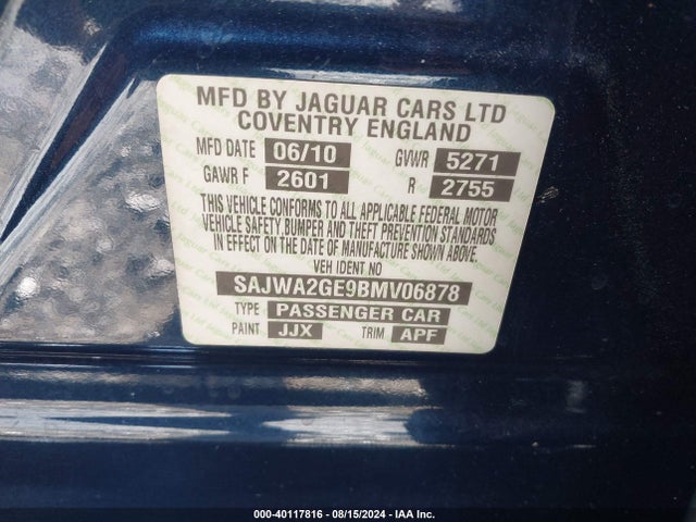 2011 JAGUAR XJ SAJWA2GE9BMV06878 Photo 8