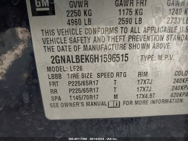Chevrolet EQUINOX LS 2017 2GNALBEK6H1596515 Image 9
