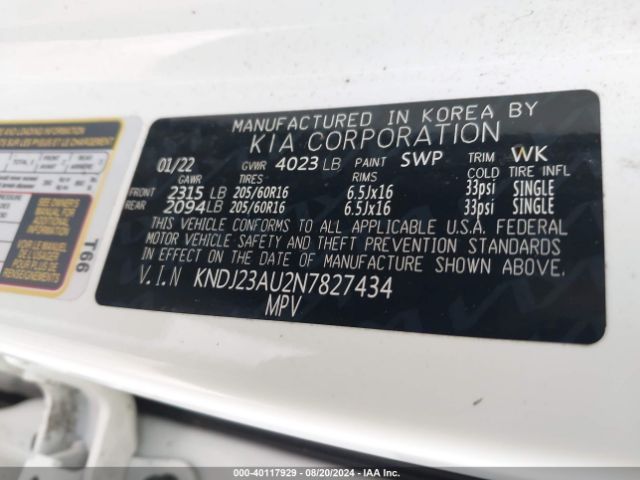 KNDJ23AU2N7827434 KIA SOUL LX