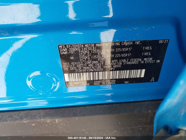 Toyota RAV4 LE 2021 2T3H1RFV2MW169056 Image 9