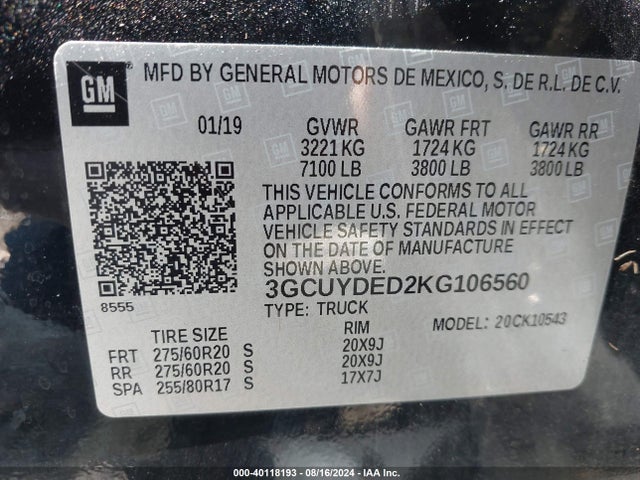 Chevrolet Silverado 1500 Lt 2019 3GCUYDED2KG106560 Image 9