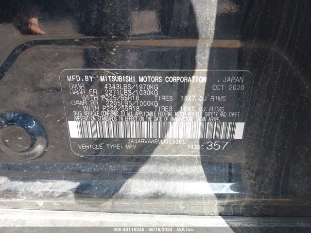 2021 MITSUBISHI OUTLANDER SPORT JA4ARVAW8MU003361 Photo 8