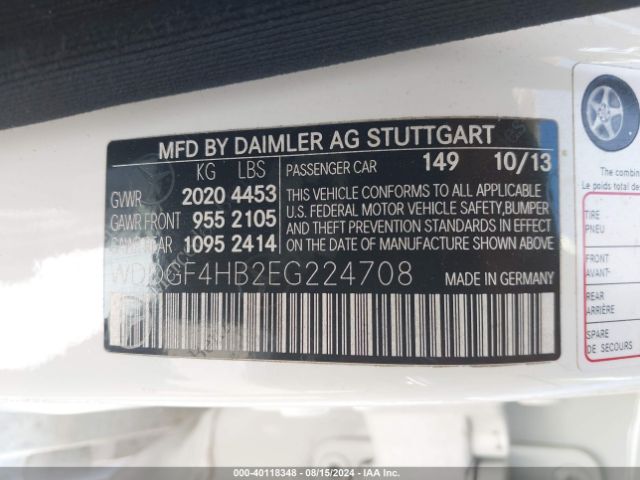 WDDGF4HB2EG224708 Mercedes-Benz C 250 Luxury/sport