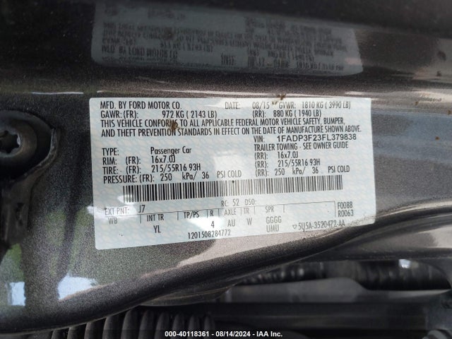 Ford FOCUS SE 2015 1FADP3F23FL379838 Image 9