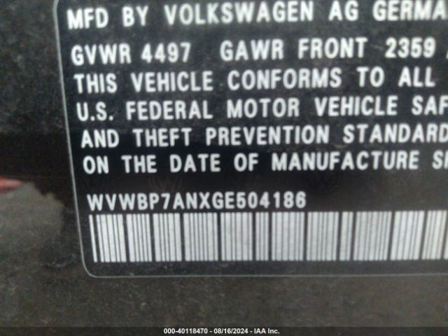 WVWBP7ANXGE504186 Volkswagen Cc 2.0t R-line