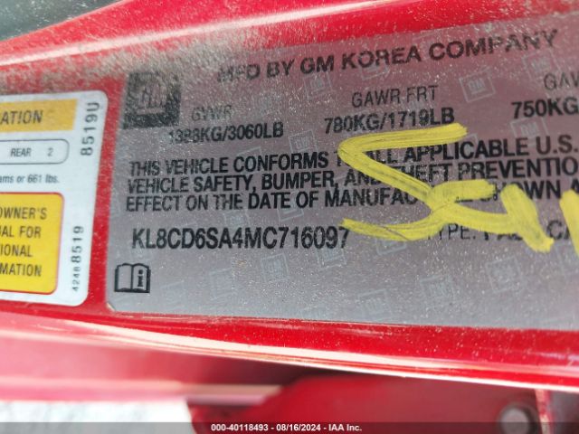 KL8CD6SA4MC716097 Chevrolet Spark Fwd 1lt Automatic