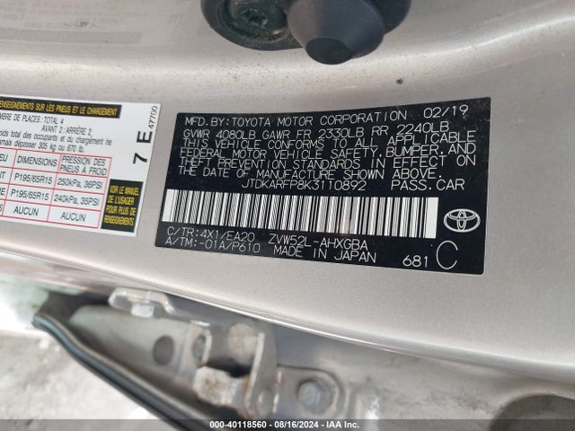 Toyota Prius Prime Premium 2019 JTDKARFP8K3110892 Image 9