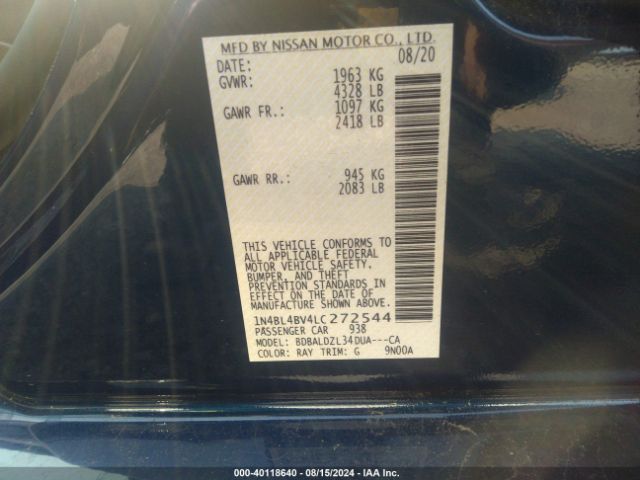 1N4BL4BV4LC272544 Nissan Altima S Fwd