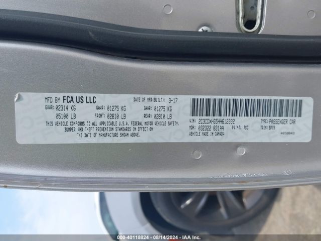 2C3CDXHG5HH612332 Dodge Charger Sxt Rwd
