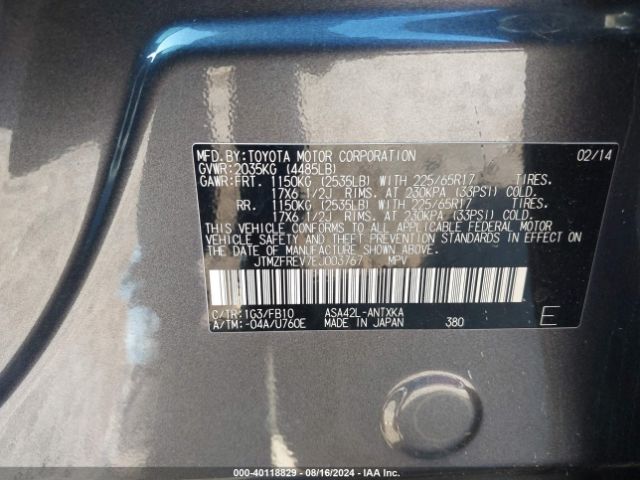 JTMZFREV7EJ003767 Toyota RAV4 LE