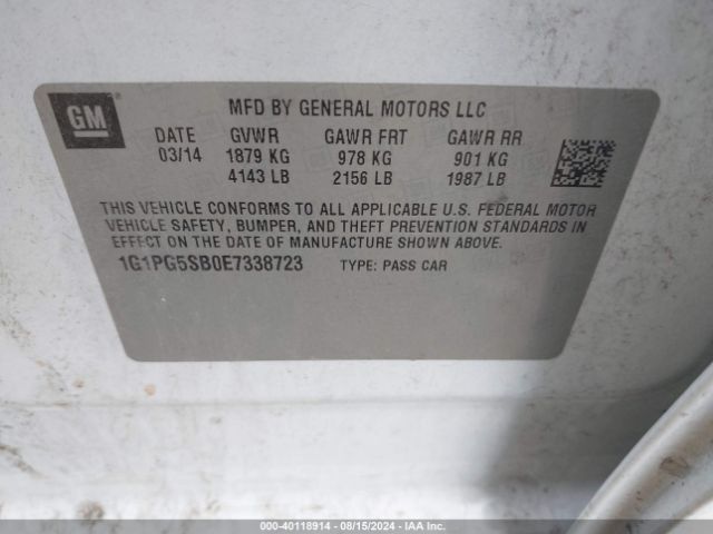1G1PG5SB0E7338723 Chevrolet CRUZE LTZ