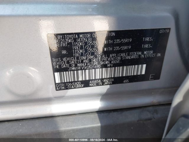 JTMN1RFV5KD521690 Toyota Rav4 Limited