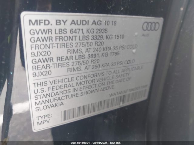 WA1AVAF18KD011989 Audi Q8 55 Premium