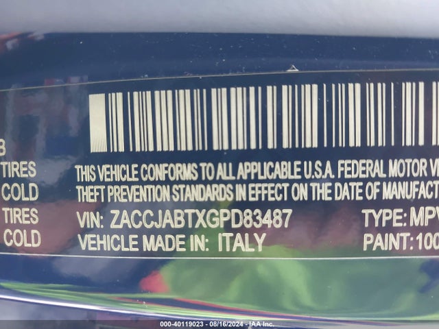 ZACCJABTXGPD83487 Jeep Renegade Latitude