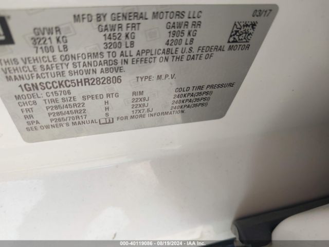 1GNSCCKC5HR282806 Chevrolet Tahoe Premier