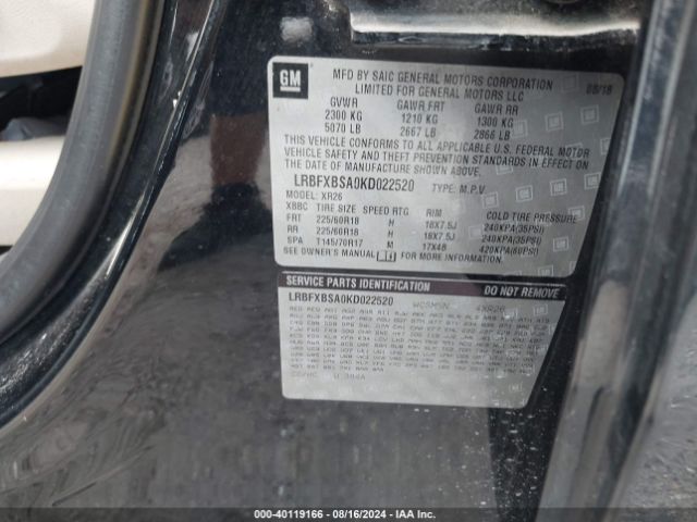 LRBFXBSA0KD022520 Buick Envision Fwd Preferred