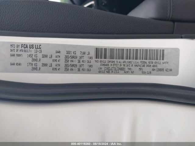 1C4SDJCT3LC248691 Dodge Durango R/t Awd