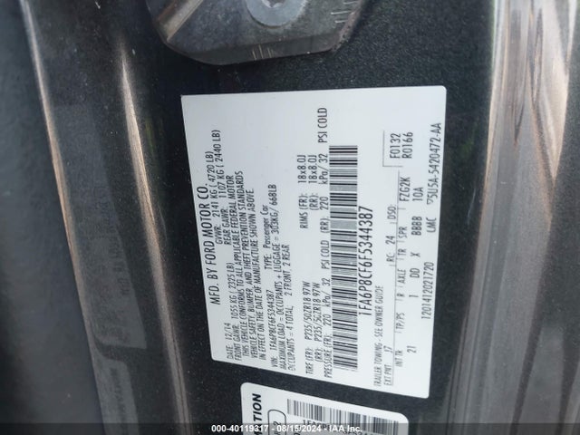 Ford MUSTANG GT 2015 1FA6P8CF6F5344387 Image 9