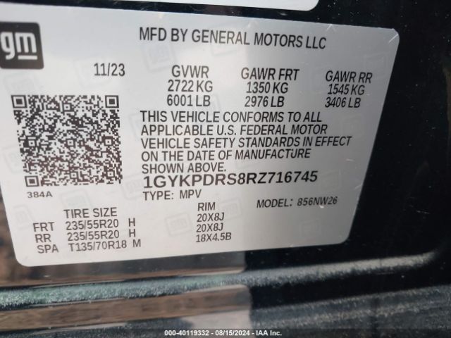 1GYKPDRS8RZ716745 Cadillac Xt6 Awd Premium Luxury