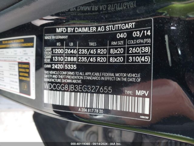 WDCGG8JB3EG327655 Mercedes-Benz Glk 350 4matic