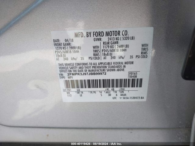 2FMPK3J97JBB99972 Ford EDGE SEL