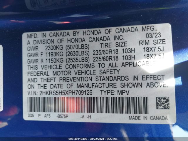 2HKRS5H5XPH709126 Honda Cr-v Hybrid Sport
