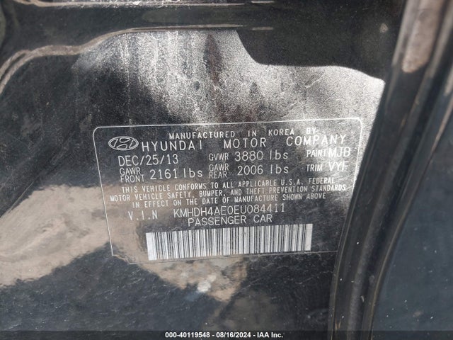 Hyundai ELANTRA SE 2014 KMHDH4AE0EU084411 Image 9