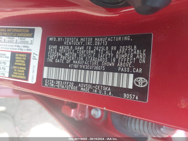 Toyota CAMRY SE 2014 4T1BF1FK3EU736075 Image 9