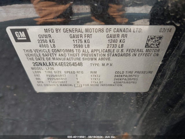 Chevrolet EQUINOX LS 2014 2GNALAEK4E6264548 Image 9