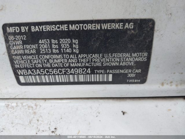 2012 BMW 328I WBA3A5C56CF349824 Photo 8