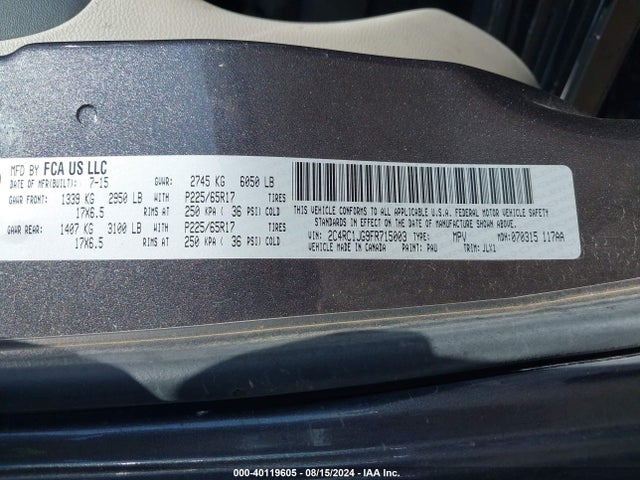 2C4RC1JG9FR715003 Chrysler Town & Country Limited