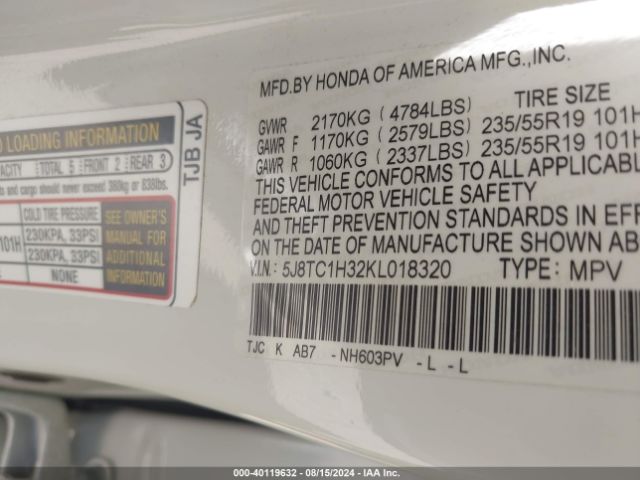 5J8TC1H32KL018320 Acura Rdx Standard