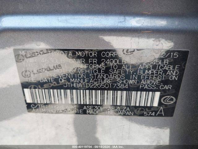 JTHBA1D22G5017384 Lexus IS 200T