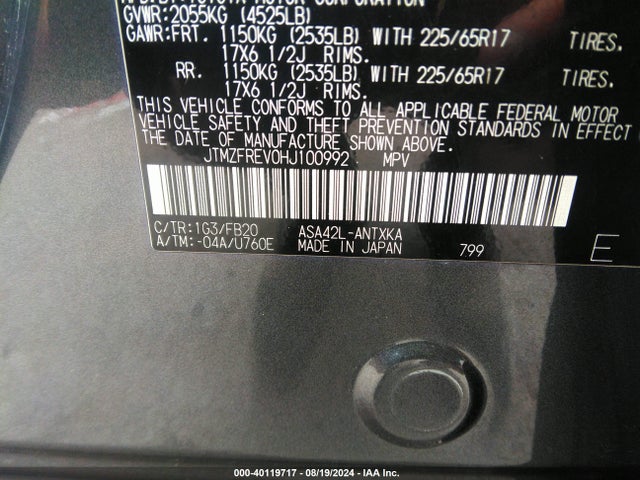 Toyota RAV4 LE 2017 JTMZFREV0HJ100992 Image 9