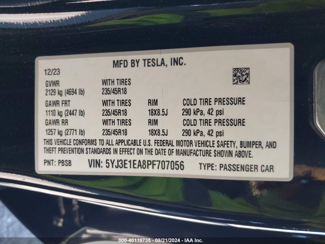2023 TESLA MODEL 3 5YJ3E1EA8PF707056 Photo 8