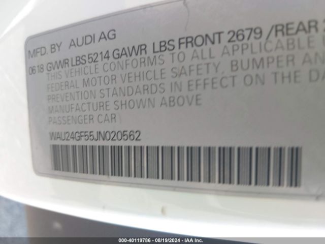 WAU24GF55JN020562 Audi S5 3.0t Premium Plus