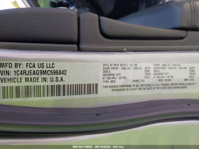 1C4RJEAG9MC596842 Jeep Grand Cherokee Laredo X 4x2