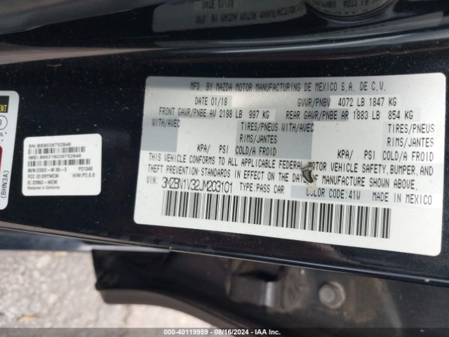 3MZBN1V32JM203101 Mazda Mazda3 Touring