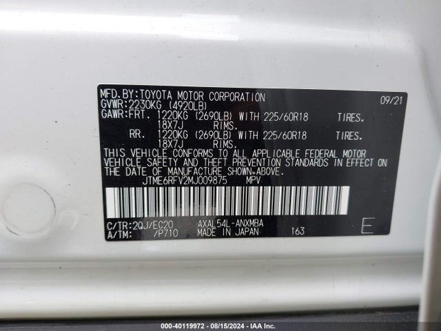 JTME6RFV2MJ009875 Toyota Rav4 Hybrid Xse