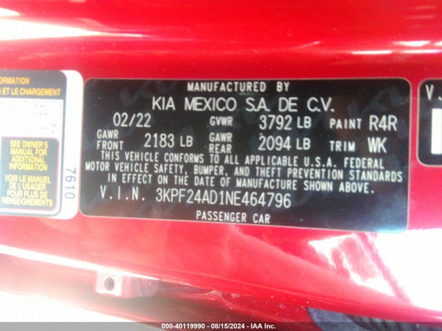 KIA Forte Lxs 2022 3KPF24AD1NE464796 Image 9