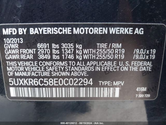 5UXKR6C58E0C02294 BMW X5 Xdrive50i