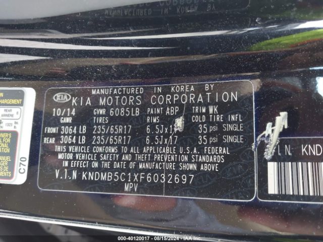 KNDMB5C1XF6032697 KIA SEDONA LX