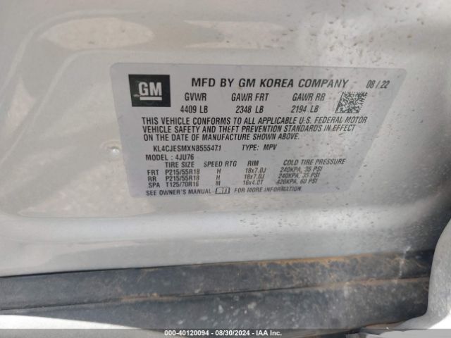 KL4CJESMXNB555471 Buick Encore Awd Preferred