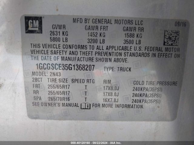 1GCGSCE35G1368207 Chevrolet Colorado Lt