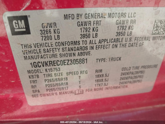 Chevrolet Silverado 1500 1lt 2014 1GCVKREC0EZ305881 Image 9