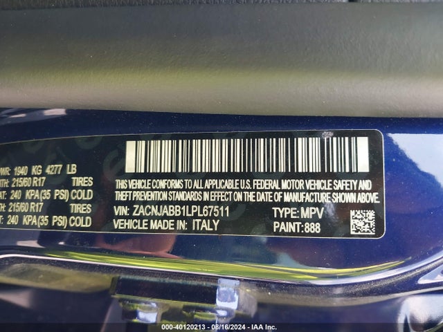 ZACNJABB1LPL67511 Jeep Renegade Latitude Fwd