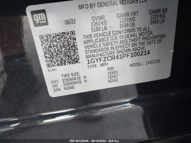 1GYFZCR41PF100214 Cadillac Xt4 Fwd Premium Luxury